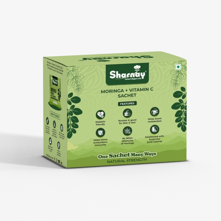 SHARNAY Moringa Powder with Vitamin C 1 Qty | India's First Vitamin C Enriched Moringa Sachets | Daily Superfood Nutrition | Easy to Mix & Carry | No Bitter After Taste - Image 2