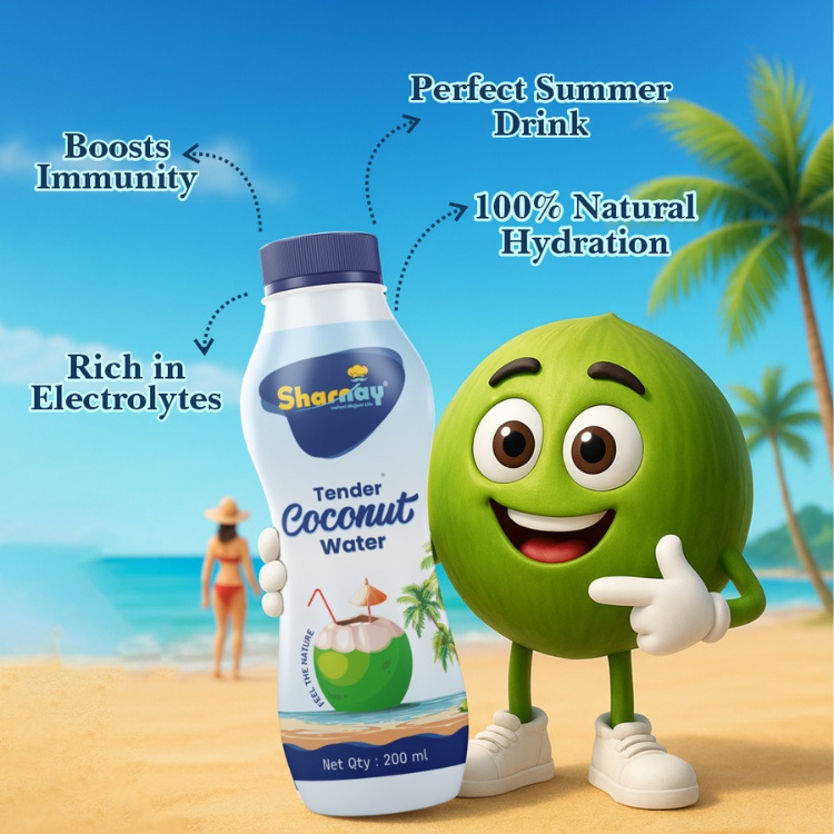 SHARNAY Natural Tender Coconut Water | Ready-to-Drink Hydration Beverage 1 Qty| Rich in Natural Electrolytes | 200ml - Image 3